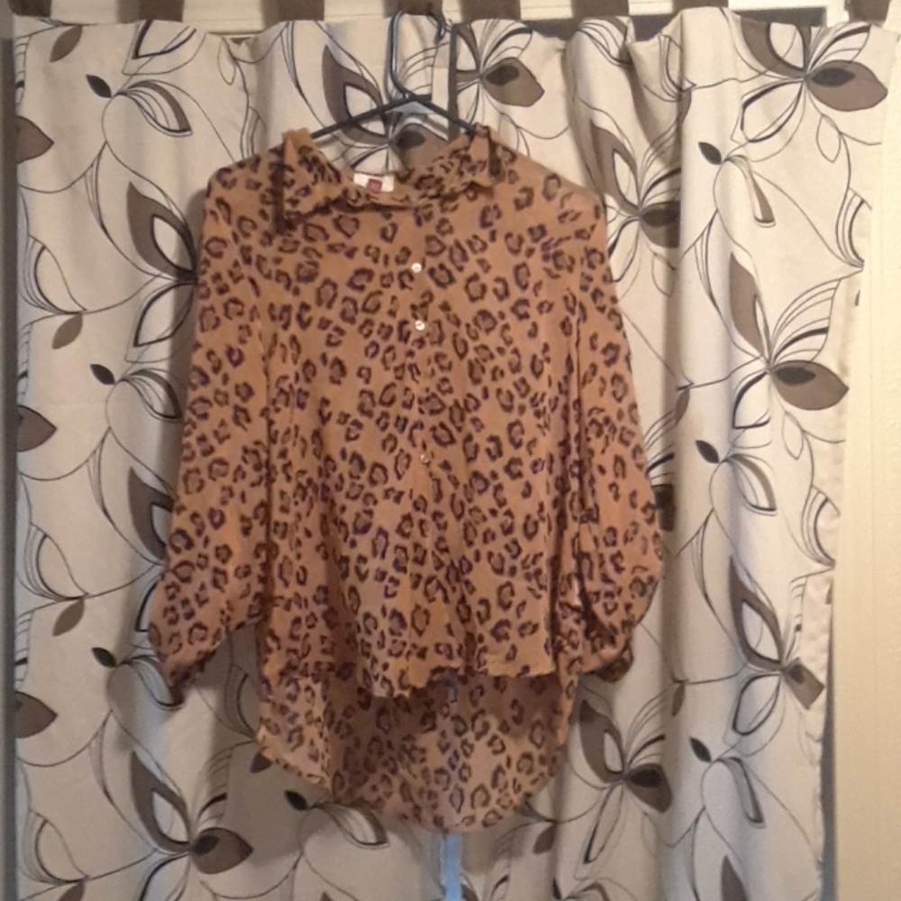 Button up cheetah print blouse